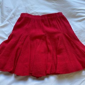 red linen skirt